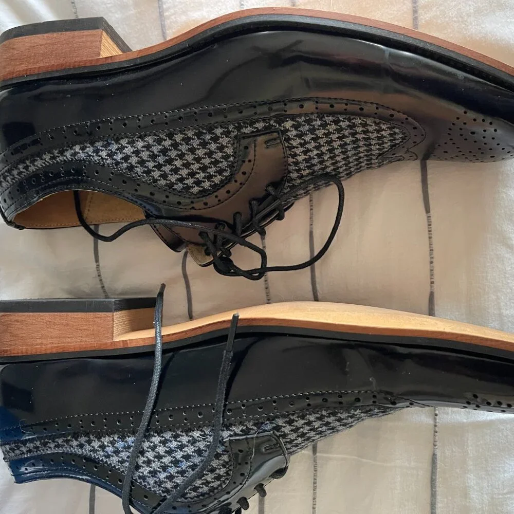 Gino Vitale Houndstooth Wingtip Derby Shoes Size 11